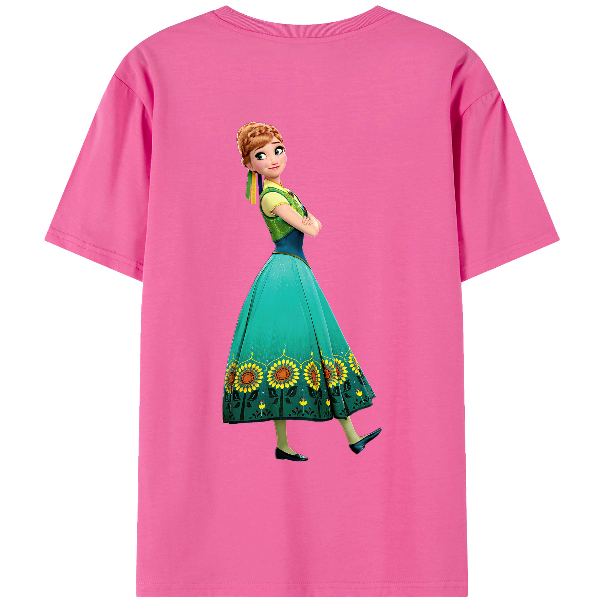 （画像用） アナと雪の女王 アンナ エルサ Frozen Anna Elsa レディース半袖Tシャツ(バックプリント)